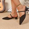 Fashion Fashion Velvet Bread Head Semi-drag Summer New Pointed Toe Shallow Cuff Foot Non-slip Wear-resistant Square Heel Shoes