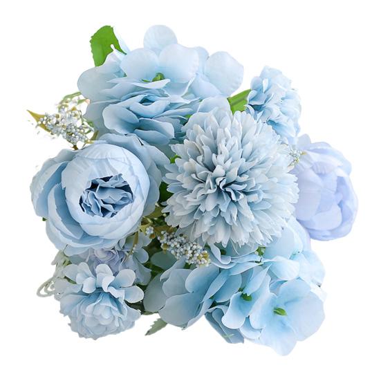 1/5/6Pcs Artificial Rose Bouquet 7 Fork Fake Silk Flower with Green Leaves Home Wedding Party Table Centerpiece Indoor Outdoor Faux Bloom Decoration