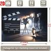 Peach Skin Tapestry Movie Clapperboard Film Camera Spotlight Wall Hanging Cinema Theme Background Cloth For Home Theater Decor