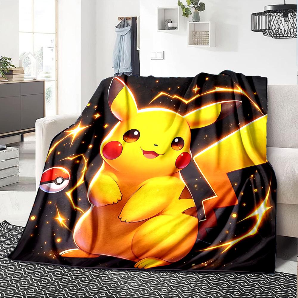 1pc Pokmon Adventure Begins Flannel Blanket,Ultra Soft Warm Plush Throw for Home Bedroom Bed Sofa Cover Camping Picnic gift Y72428