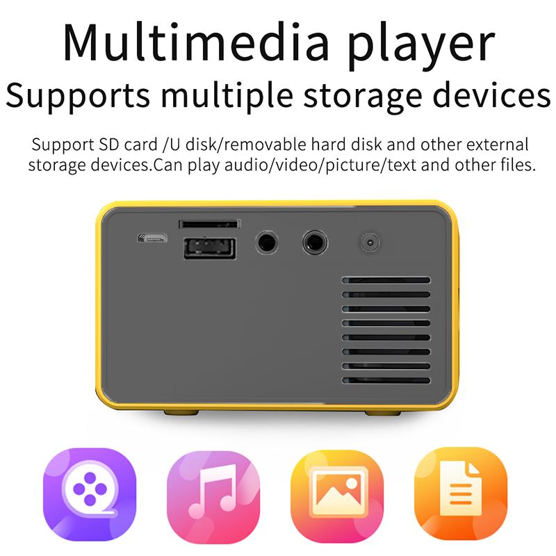 12V HD 1920*1080P LED Mini Projector Supports AV HDMI USB Audio Mini 3D Home Cinema Movie Portable Projector Home Media Video
