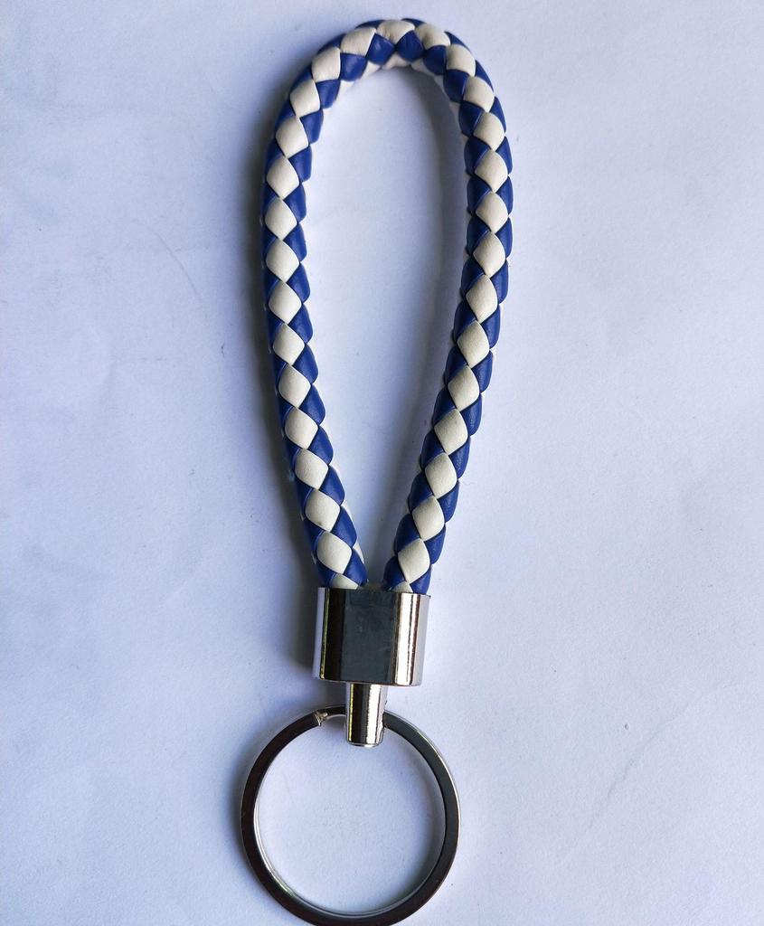 Woven Leather Cord Metal Keychain Pendant