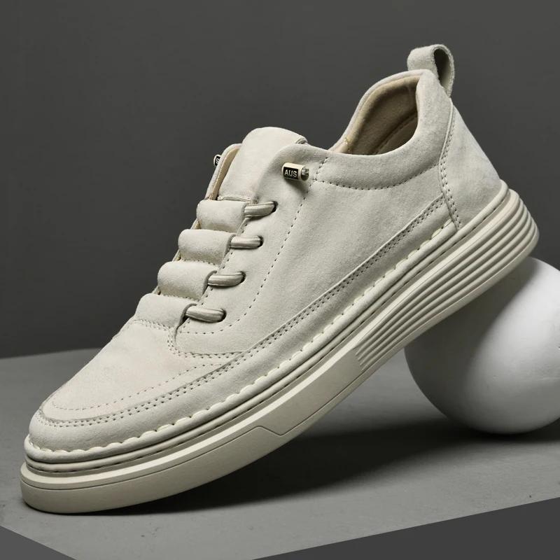 Fashion Mens Sneakers Genuine Leather Casual Skate Shoe Outdoor Driving Luxury Brand Male Vulcanize Shoes New Fashion Men Tenis Footwear