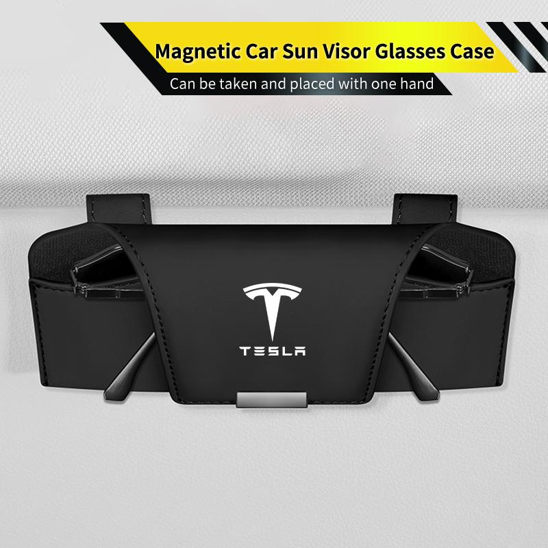 Magnetic Car Visor Glasses Holder Sunglasses Storage Box Interior For Tesla Model 3 Model S Model X Model Y Roadster Bonina C
