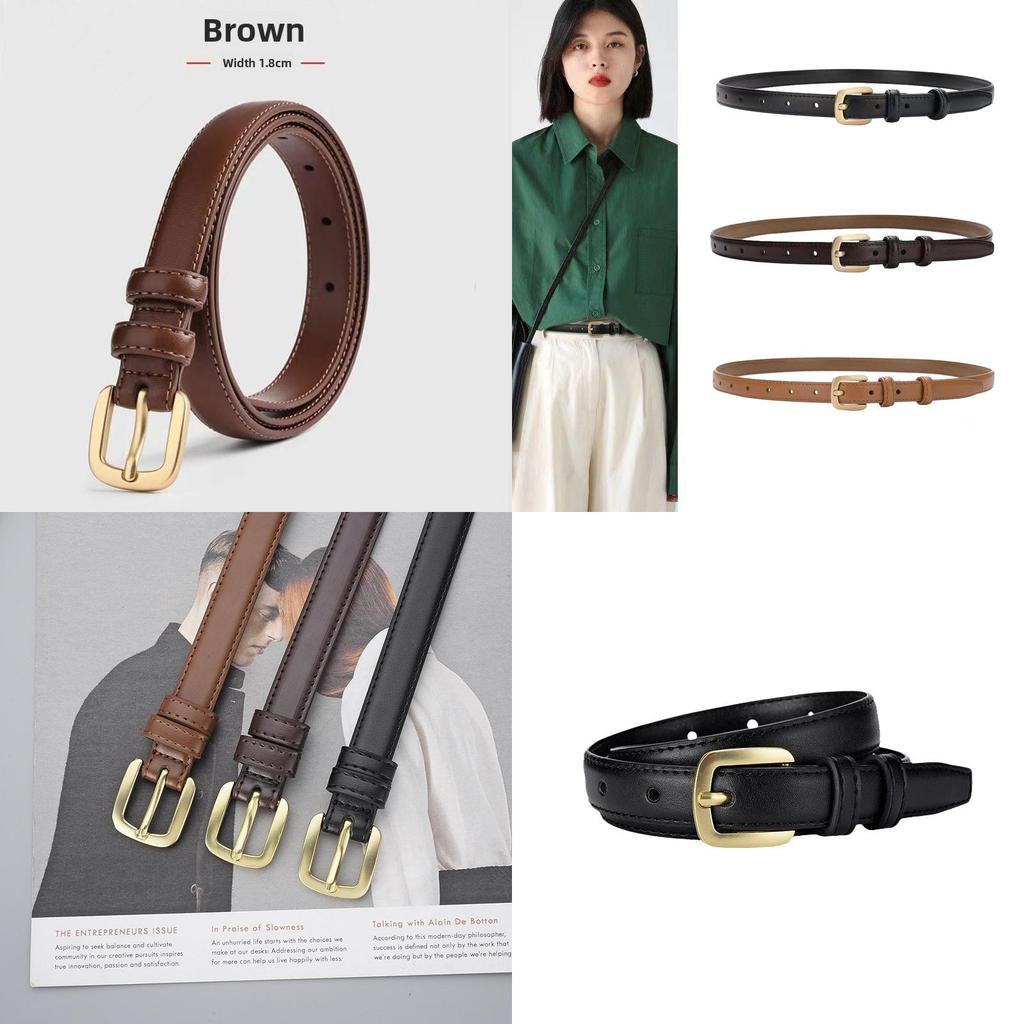 Womens Slim Alloy Buckle Belt With Geometric Elements For Elegant Casual Style