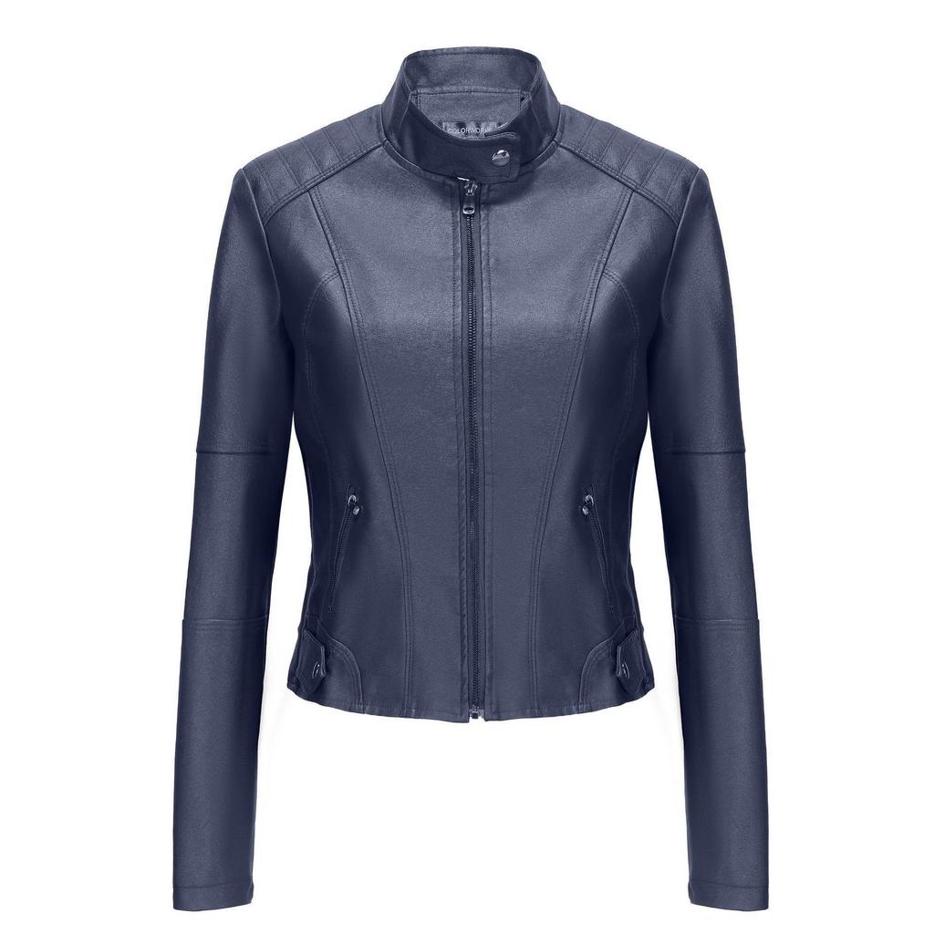 European & American Women's Leather Motorcycle Jacket - Fashion Zipper Short Vintage Coat