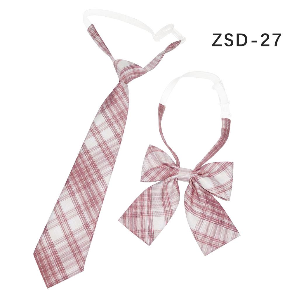 Unisex JK Collar Plaid Bowknot Flower Set - Polyester Cotton Student Uniform Accessory