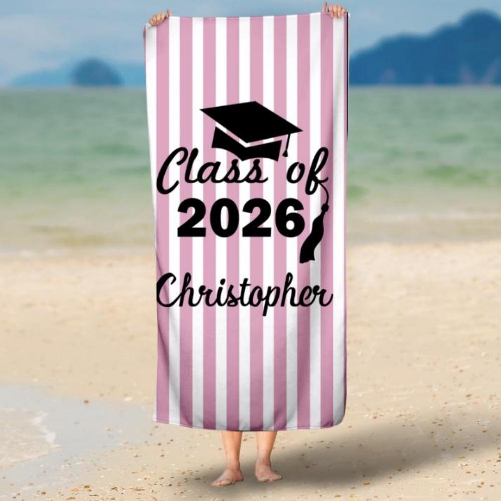 Graduation Beach Towel, Grad Gift for Him and Her, Perfect for College High School Graduation Souvenir Present