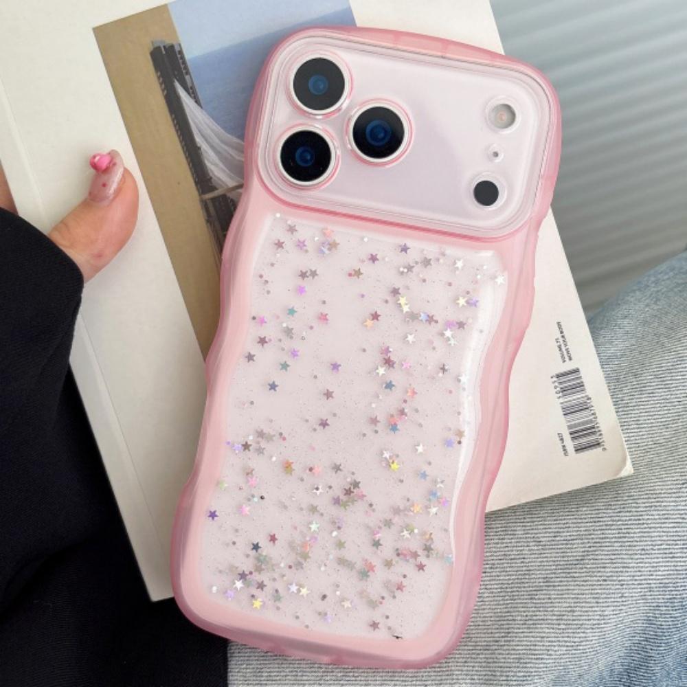 

Transparent Silicone TPU Wavy Case For For Iphone 17 Air 16 15 14 13 12 Mini 11 Pro Max Shiny Sequin Glitter Soft Bumper Stars Funda iPhone 13 mini
