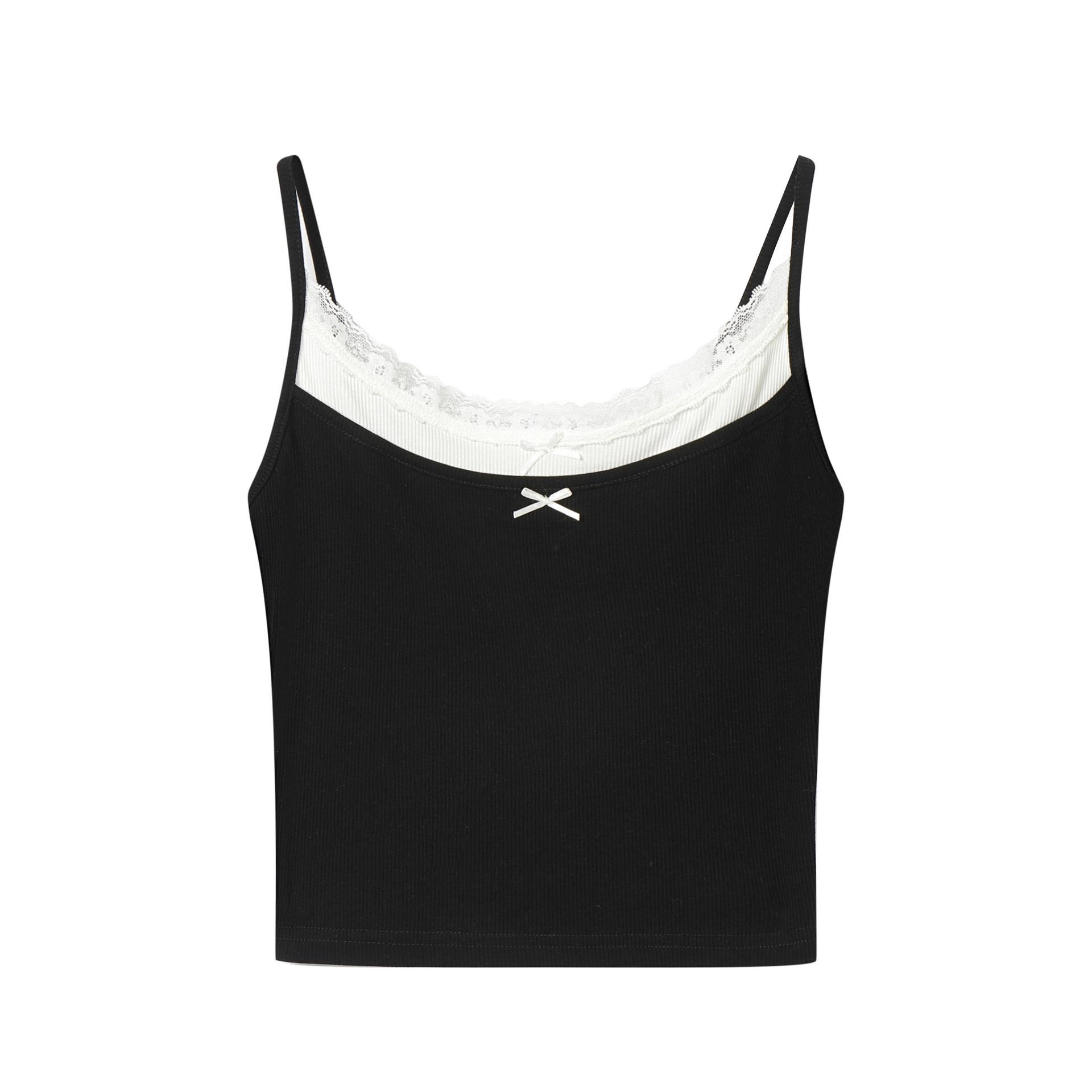 

AsGony Color Block Two-Piece Camisole: Women s Slimming Figure-Hugging Vest Short Top Medium