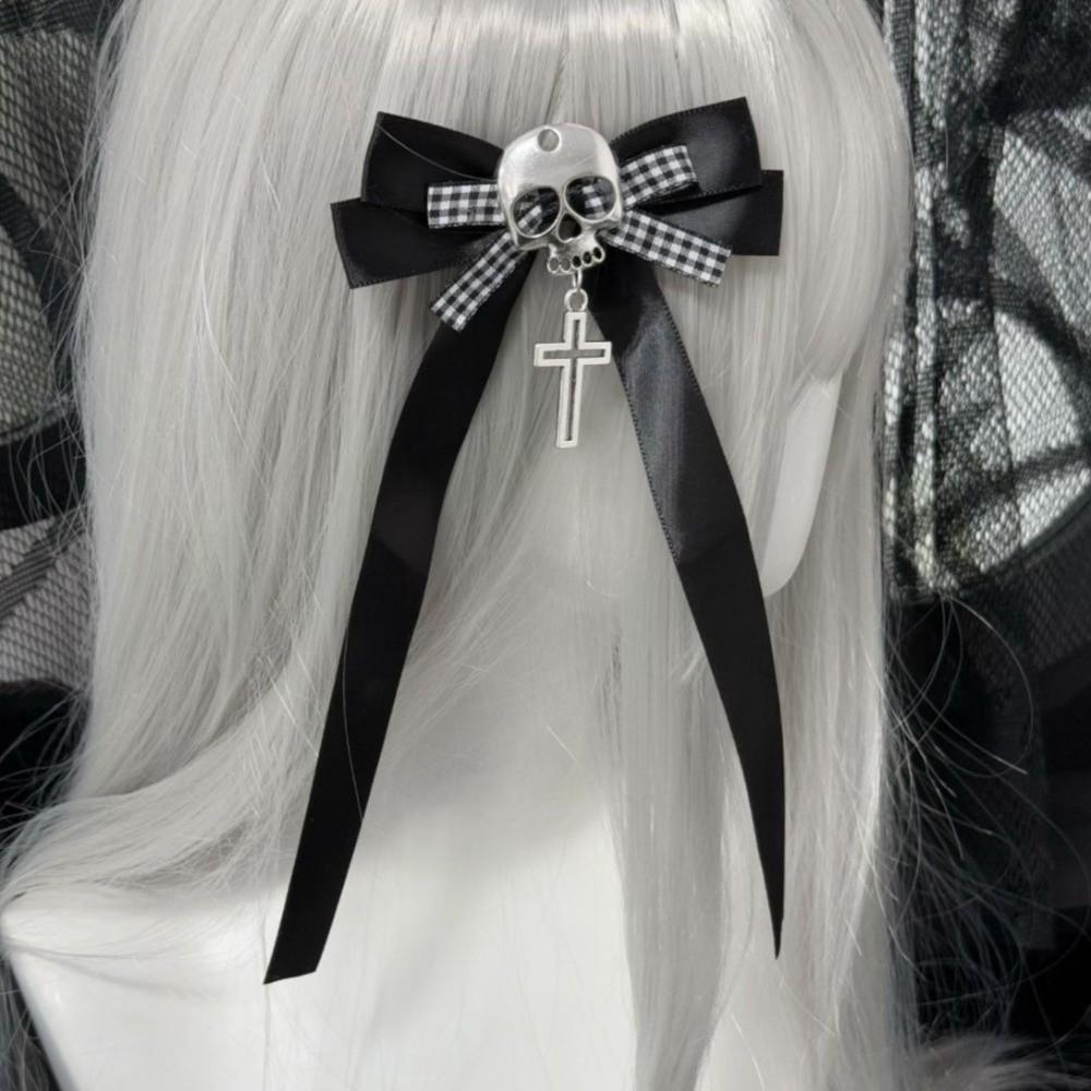 Lace Bow Skull Side Clip Cross Decorative Hair Accessories Cute Ponytail Braid Hair Clip Halloween