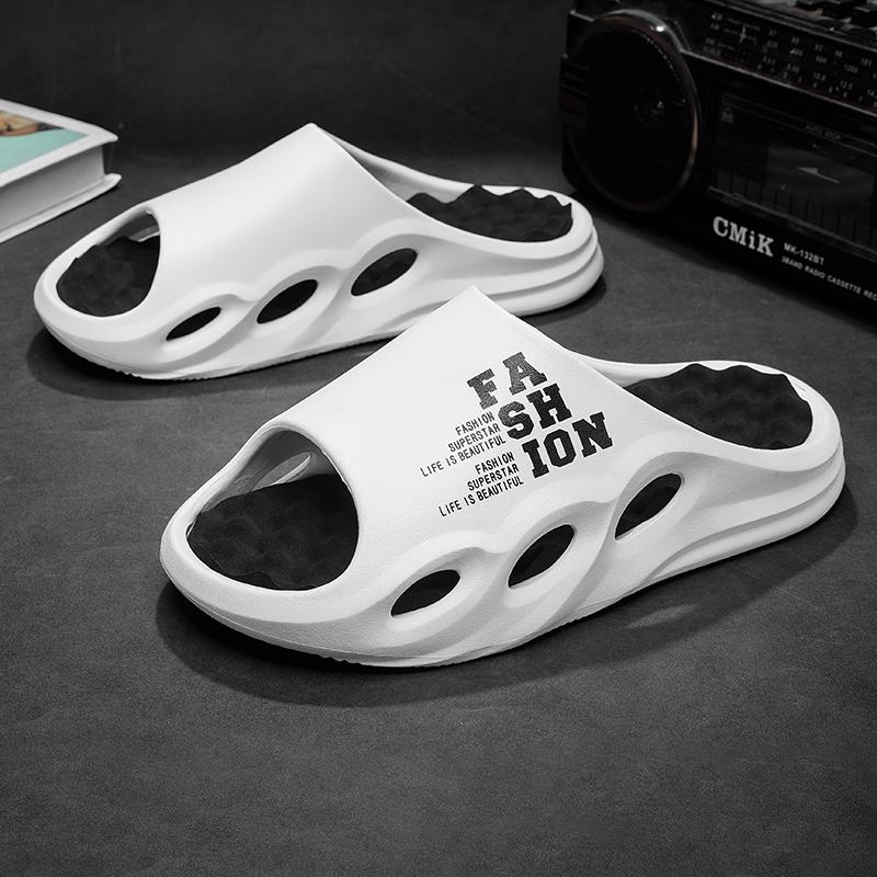 Fashion Trend Men's Slippers Indoor Home Thickened Super Soft Sole Sandals Letter Men's Beach Shoes Outdoor