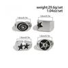 IF ME 4Pcs/Set Black Five-Pointed Star Wide Rings for Men Hiphop Silver Color Geometric Thick Opening Finger Rings Sets Jewelry Gifts