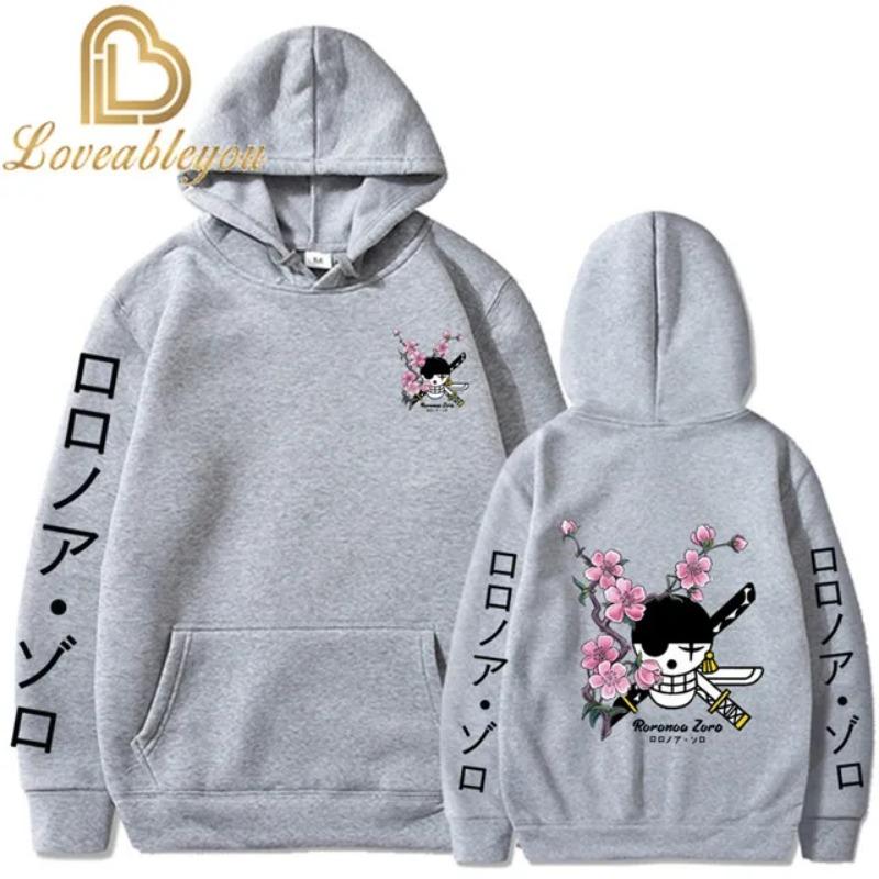 Jednoczęściowa bluza z kapturem męska damska japońska anime Luffy Roronoa Zoro Sanji Unisex Harajuku moda swobodna bluza