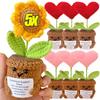 Positive Energy Heart Sunflower Handmade Knitted Emotional Support Crochet Doll Hug Pocket With Positive Card Decoration Gifts