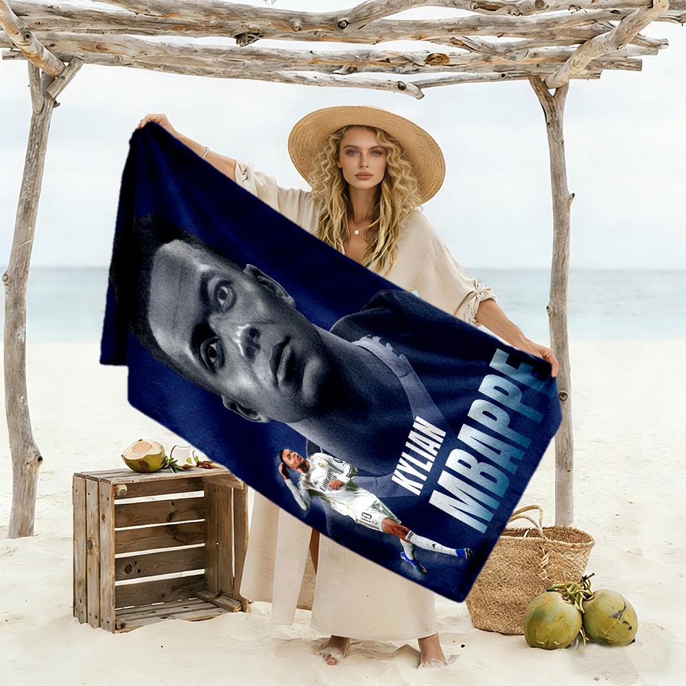Star Player Kylian Mbappé Beach Towel Super Soft Microfiber Quickdry Fabric Comfortable Lightweight