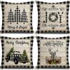 New Christmas Pillow Cushion Dwarf Elk Santa Claus Series Sofa Decoration Linen Pillow Cover