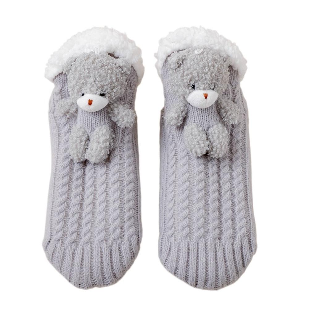 

Новые утолщенные напольные носки, мягкие нескользящие носки-тапочки, полезные зимние теплые домашние носки для сна, зима серый