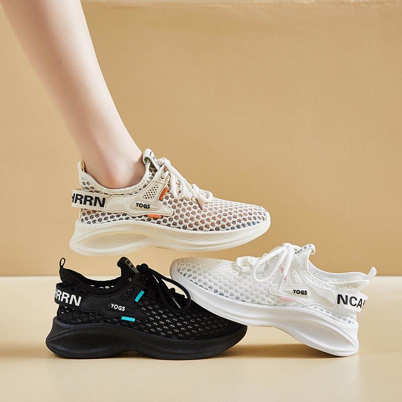 Fashion 2024 Autumn Women's Breathable Casual Vulcanized Shoes Mesh Flat Bottom Gym Comfortable Breathable Thick Sole Light Sports Shoes