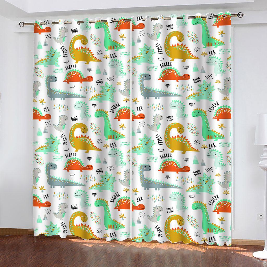 3D Jurassic Animal Dinosaur Blackout Curtains for Elegant Houses Rooms 2 Pieces Curtain for Living Room Bedroom Decor Hook