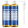 Dr. Bronner's Peppermint Pure Castile Soap Body Wash 2p + 1 Pump 475ml Set