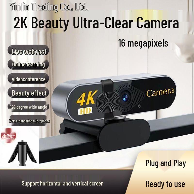 4K USB Desktop Camera & Microphone for Streaming, Online Classes & Meetings