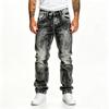 Men's Casual Distressed Straight Leg Jeans Hip Hop Denim Pants for Spring and Fall