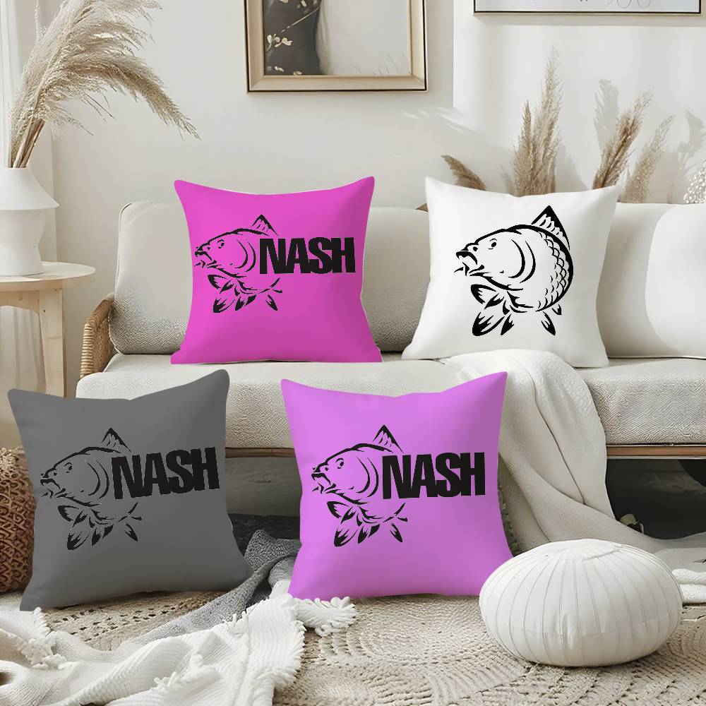 Pillow Case N-Nash Fishing logo Office Sofa Dorm Chair Back Short Plush Double-sided Printing Home Cushion Cover