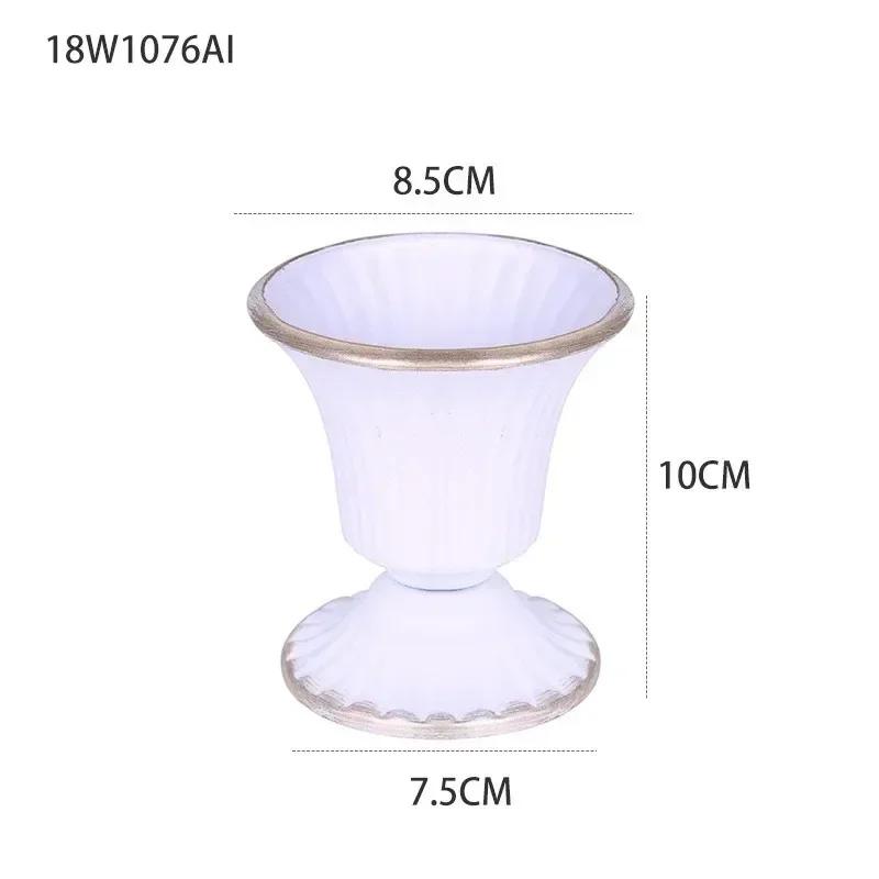 Ретро Стиль Белое Золото Цветочный Узор Сосуды Свадебная Вечеринка Банкет Настольный Цветочный Декор Художественное Железо Цветочный Горшок