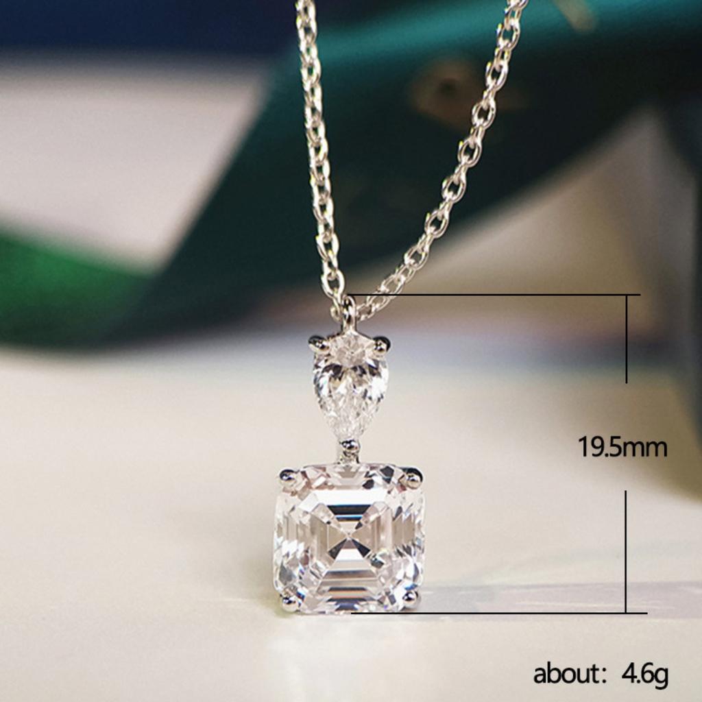 Pear and Square Cut Pendant Necklace Sparkling Design for Women