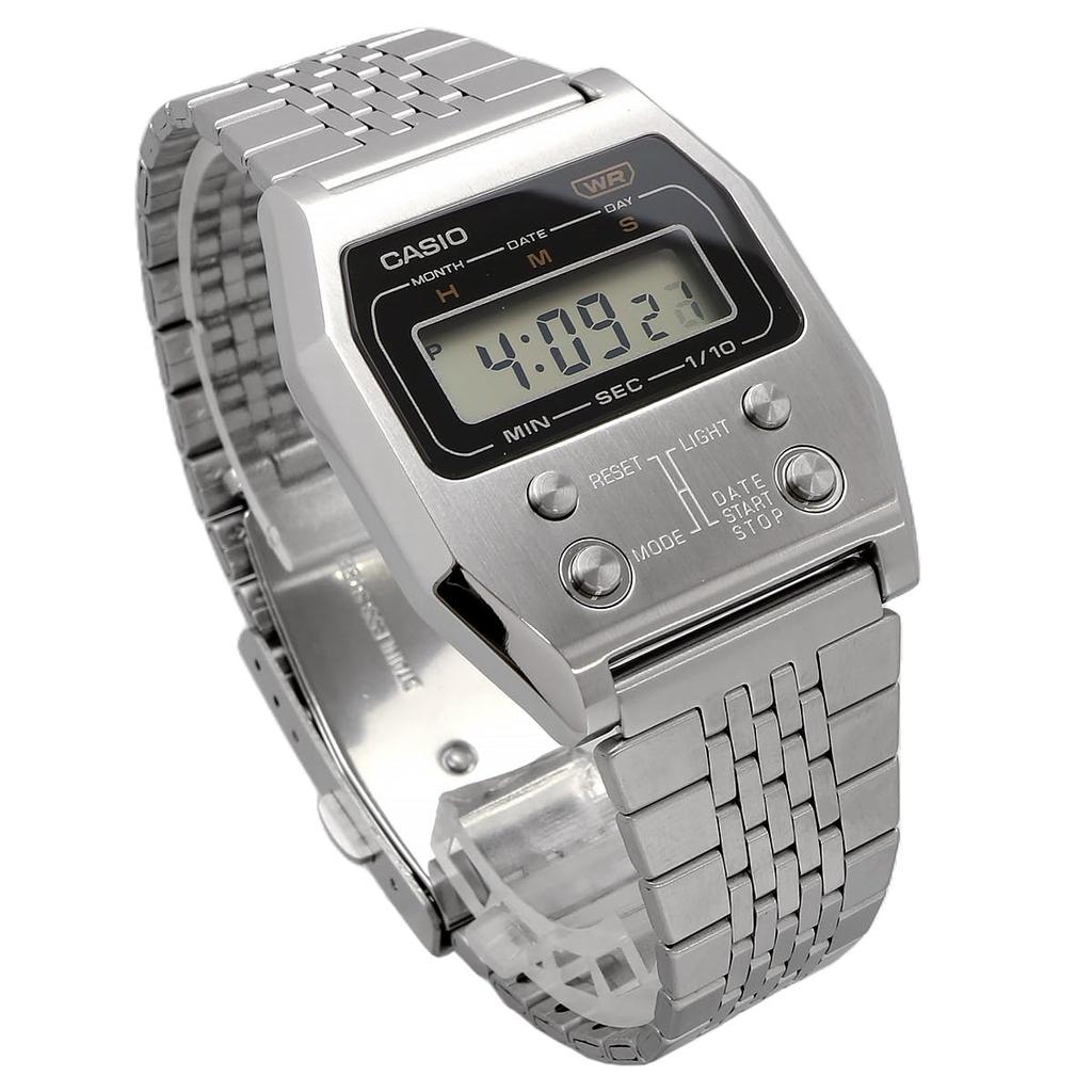Casio Orologio digitale Vintage Series Reprint Design Unisex Argento Overseas Modello A1100D-1 [Articolo]