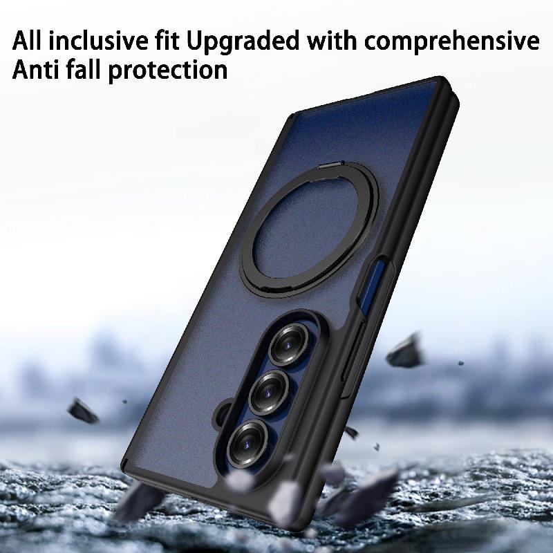 Minimalist 360° Rotating Drop-Proof Case for Samsung Z Fold7: Anti-Scratch PC Hard Cover