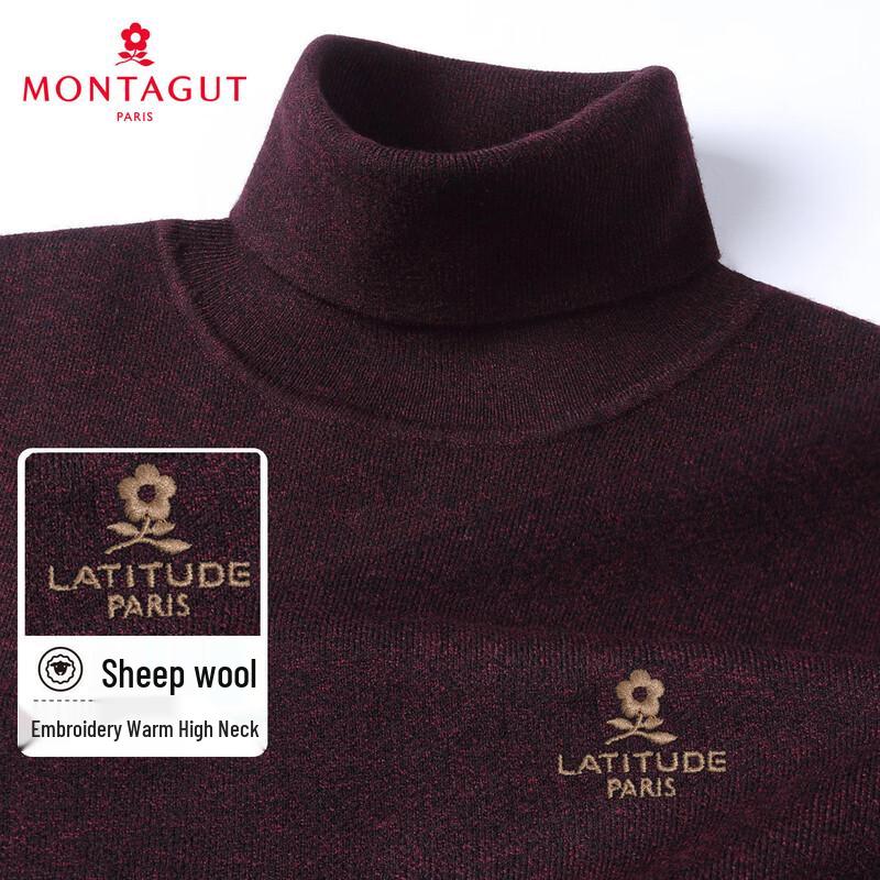MONTAGUT Men's Warm Wool Blend High-Neck Sweater
