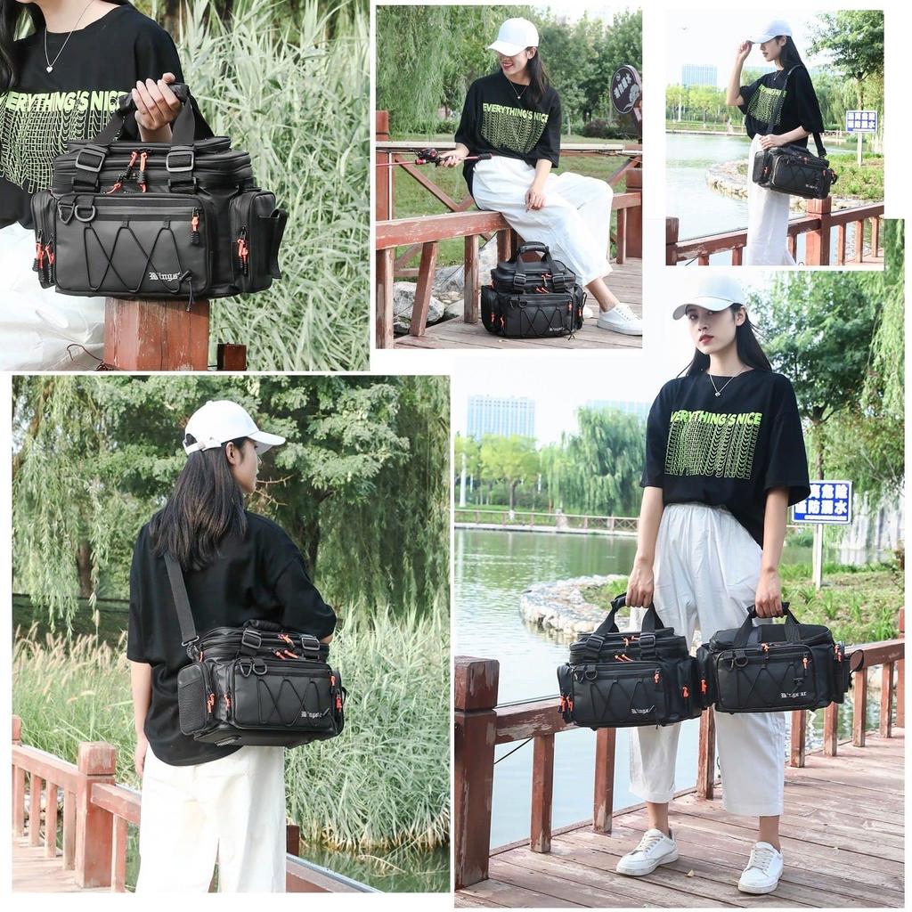 FEELSTAGE Waist Hip Large Capacity Case Fishing Shoulder Large Waterproof Bag for Fishing Tackle Bag, Bag, Bag, Bag, Gear, Bag, Capacity, (Black,