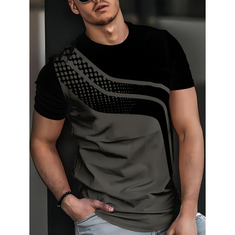 Men's Fashion Digital Printed Short Sleeved T-shirt Casual