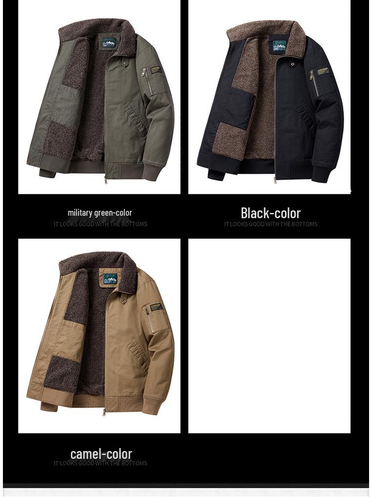 Men's Winter Retro Lambswool Workwear Jacket with Turn-Down Collar