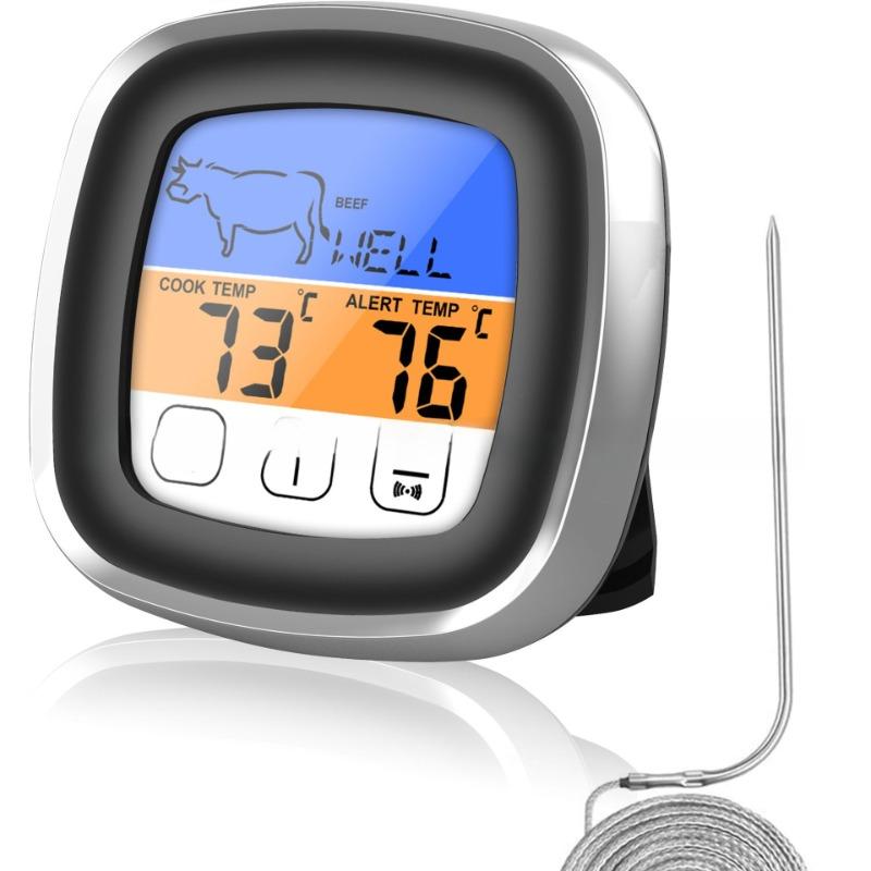 Digital Kitchen Thermometer Probe Touch Screen Meat Barbecue Food Temperature Measuring Tool Steak BBQ Timer Cooking Tools 1PC