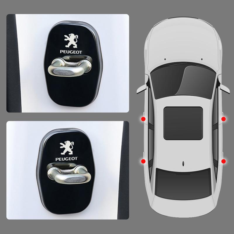 2026 Horká nálepka na auto 4ks Styling auta Kryty zámků dveří auta pouzdro na nálepku pro Peugeot 206 5008 4008 3008 207 308 408 307 508 GT Au