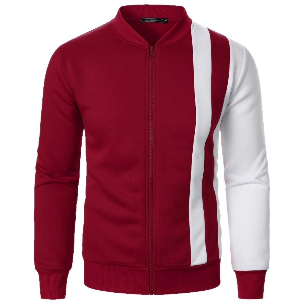 2026 New Style Zipper Stand Collar Color Matching Sweatshirt Casual Jacket Men's Casual Cardigan Sweatshirt