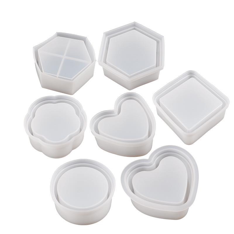 Poppy Epoxy Silicone Mold: Round, Square, Hexagonal, and Heart-Shaped Storage Boxes