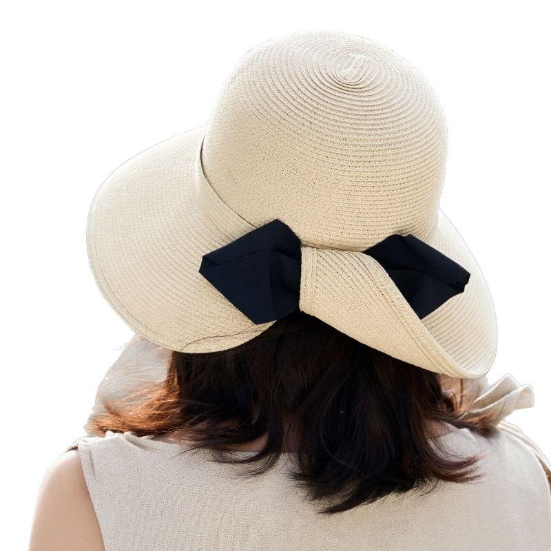 Sun Hat Children Elegant Lafite Straw Hat Outdoor Beach Hat Bow Seaside Vacation Bucket Hat