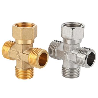 1pcs 3/4" Female/Male Thread Brass Cross Type Water Pipe Union Joint  Brass Pipe Fittings Cross Type Connector Adapter