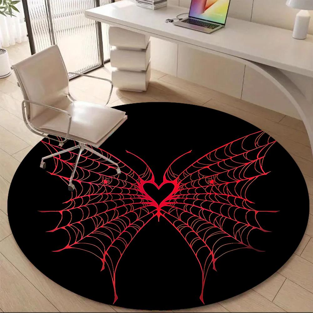 1pc Spider Web Office Round Area Rug, Indoor Mat Suitable ForOffice, Under Office Chairs Bedroom Living Room Home Decor, Room Deco q041