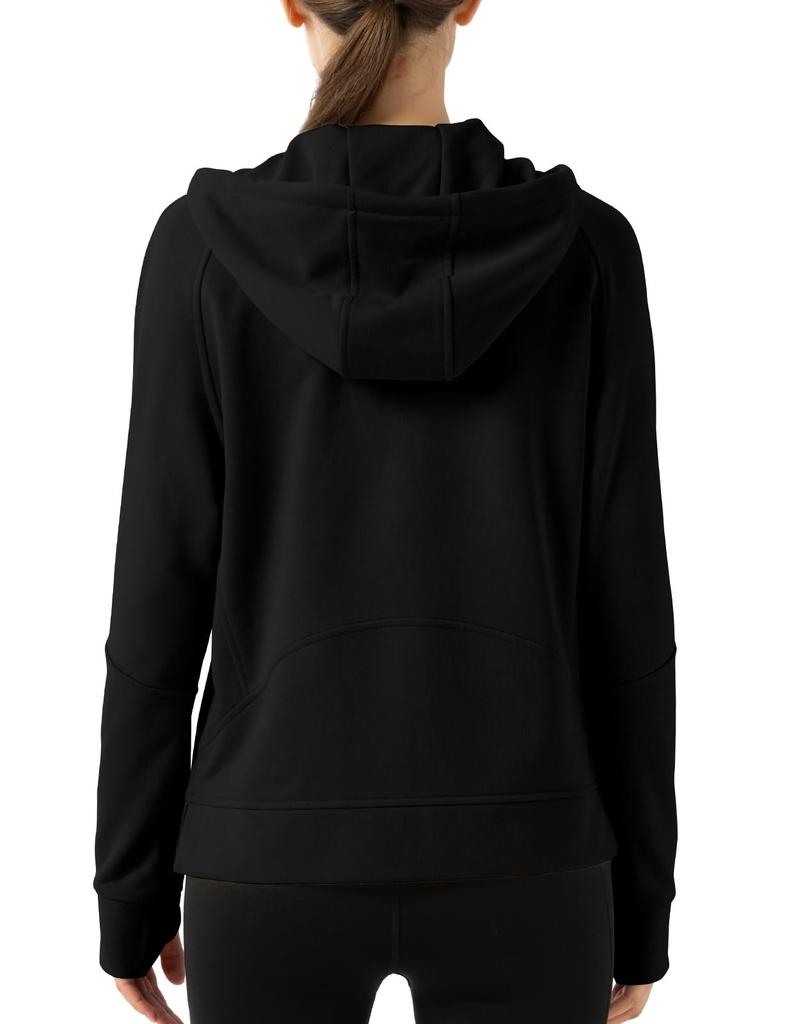 Gopuune Sweatshirt with for and with Thumb Wear Size Women's Full-Zip Hoodie, Hood, Moisture-Wicking, Stretch, Running, Hiking, Golf, Sports, More,