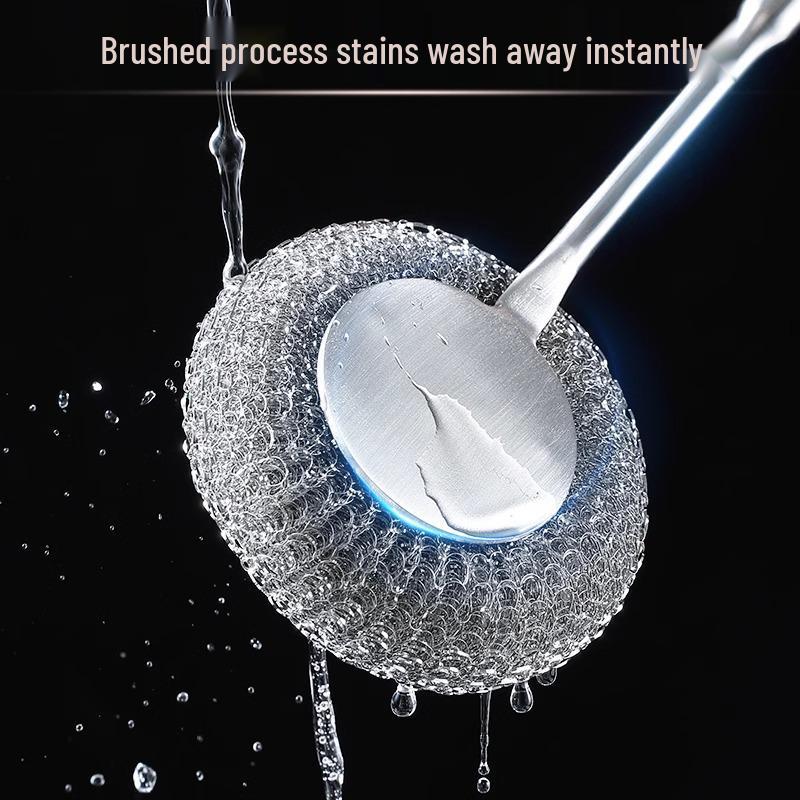 304 Nerezová ocel Dlouhá rukojeť Závěsný kartáč na hrnce s Vyměnitelnou vlnou pro Domácnost Kuchyň Mytí Nádobí.