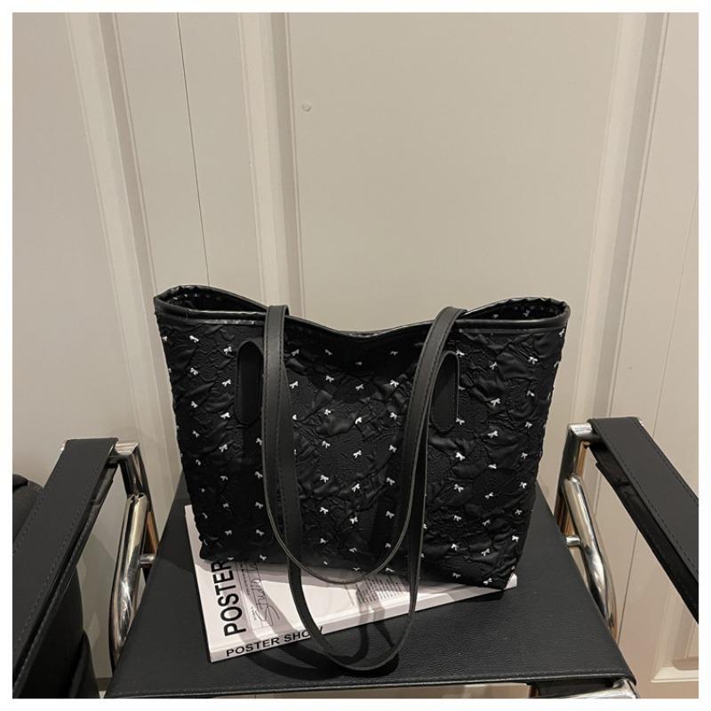 A Large-capacity Women's Fashionable Tote Single-shoulder Bag with A Fresh and Light Printed Bow