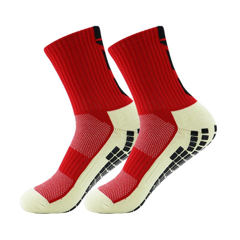 Men's Non-Slip Glue-Dot Football Socks - Thick Towel Cushion, Mid-Tube Training Sports Socks