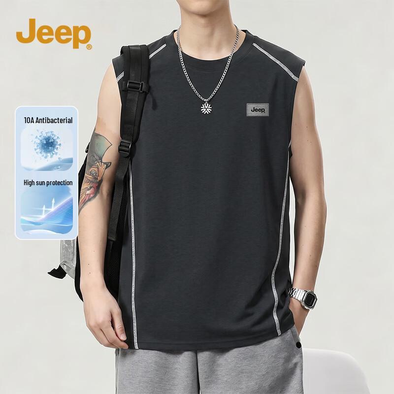 JEEP Men s Loose Fit Antibacterial Summer Tank Top 3XL