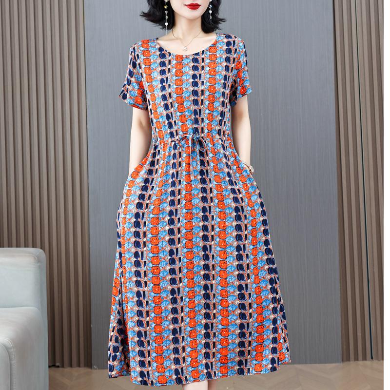 Şık Kadın Elbiseleri Yazlık Vintage Kıyafetler Günlük Büyük Beden Kısa Kollu Yazlık Uzun Elbiseler