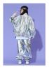 Children's Shiny Silver Leather Hip Hop Set for Stage Shows and Street Dance Performances.